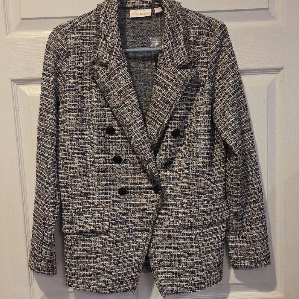 Belle Black Various Colors Stretch Tweed Blazer Classic Fitted Style